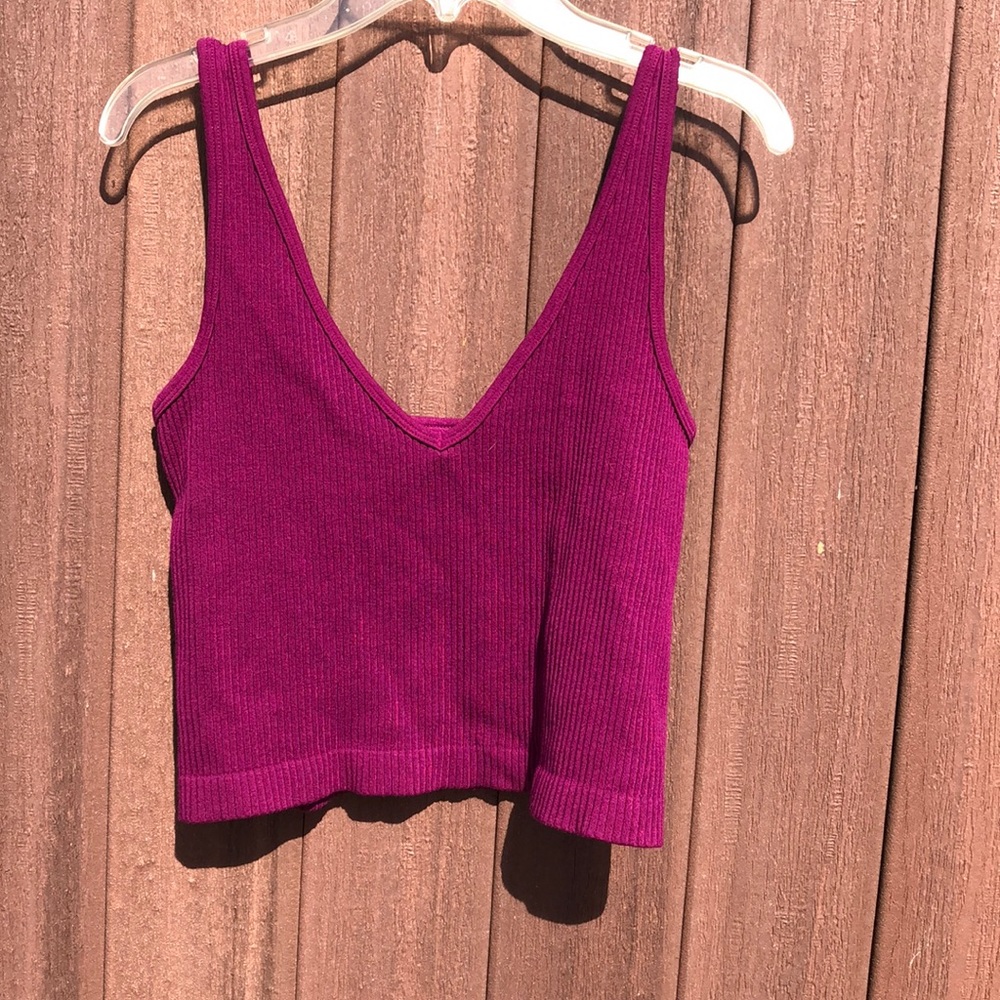 Dark purple crop top V shape tunic